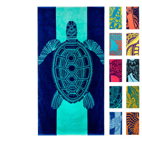Nova Blue Turtle Beach Towel with tropical aqua stripes for sunny days
