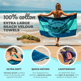 Nova Blue Turtle Beach Towel full graphic design for poolside lounging
