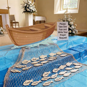 Novabright blue tablecloth creates vibrant Sunday school backdrop
