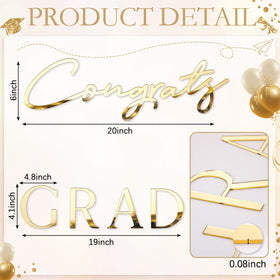 Novabright gold acrylic mirror letters sparkle for elegant graduation party decor.
