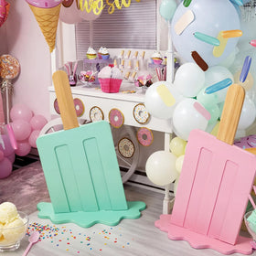 Novabright green ice cream decor backdrop for summer party photos
