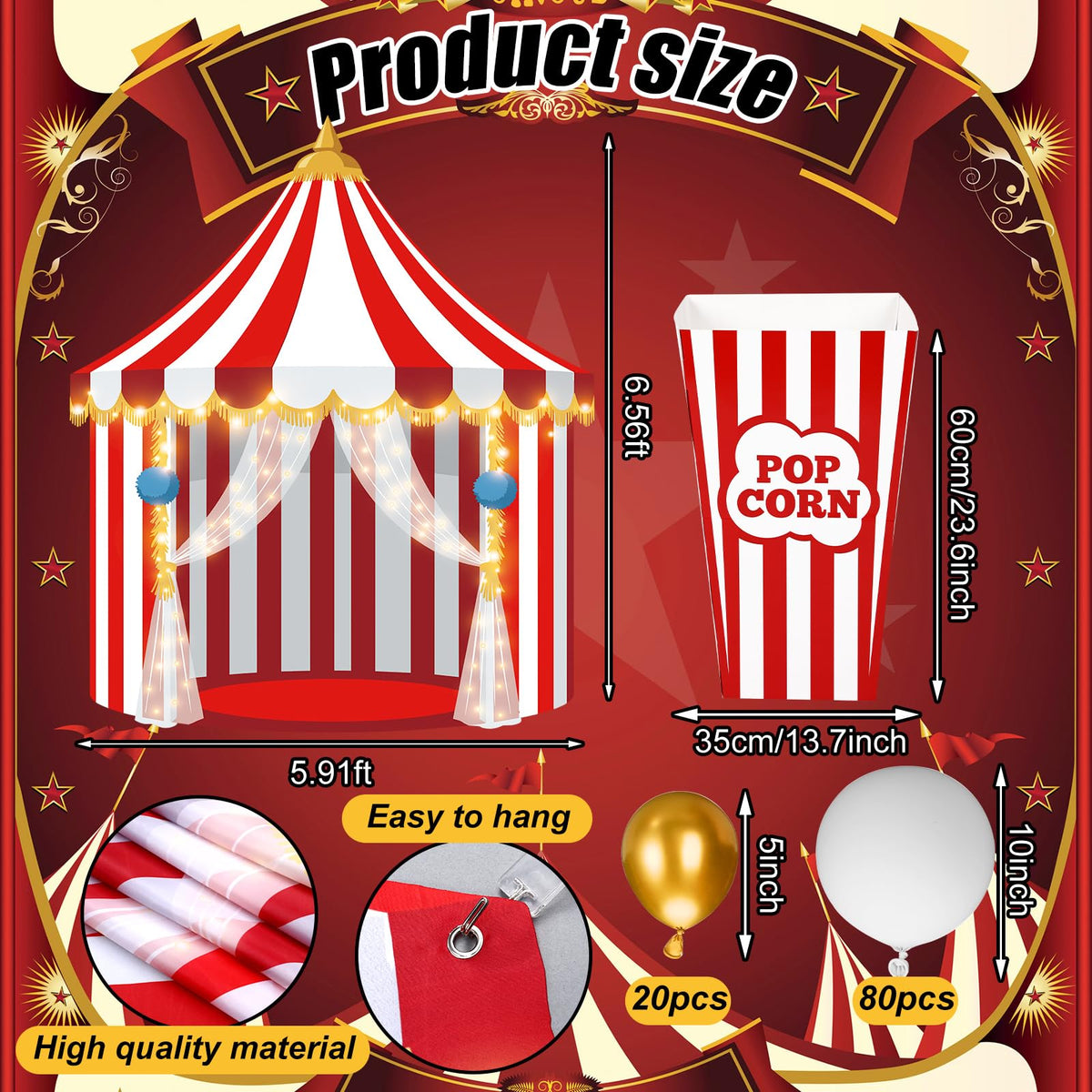 Novabright popcorn buckets display cheerful accents for carnival setups