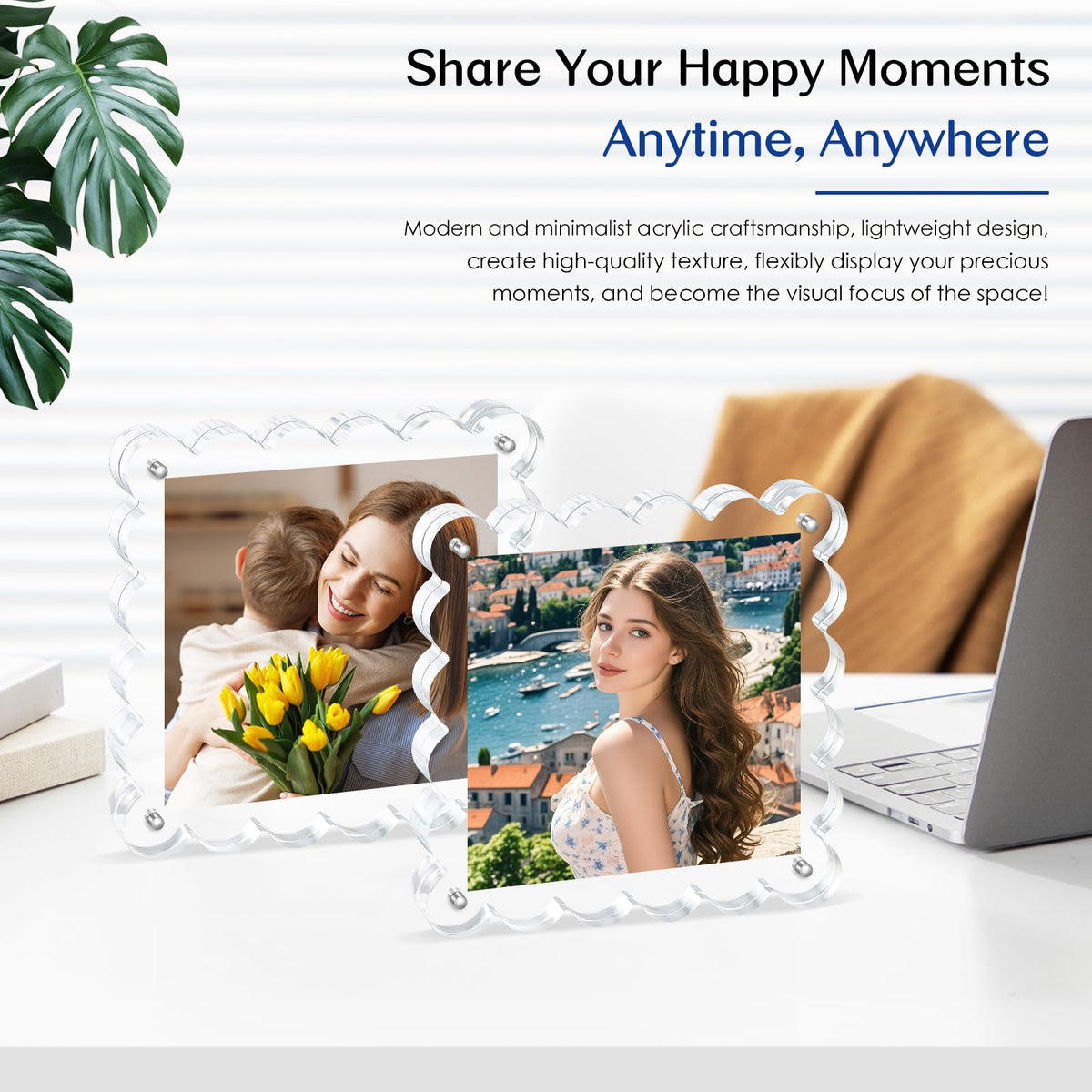 Novacrylion frames support vertical wall- or desk-display for flexible layouts.