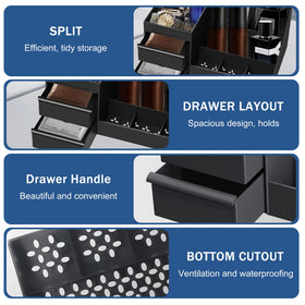 Novalunae Cologne Stand on dresser offers organized display.