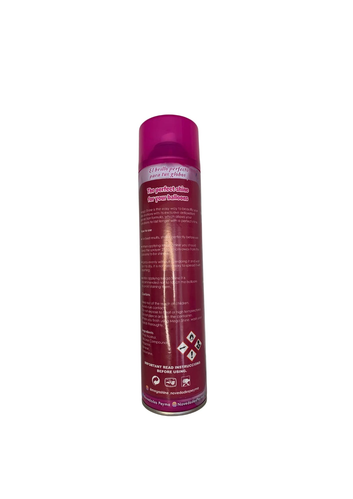 Novedades Peyma Mega Shine spray-nozzle for effortless, mess-free balloon gloss