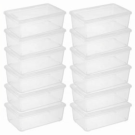 novelinks 12-pack clear storage bins with lids help keep closet essentials neatly organized.
