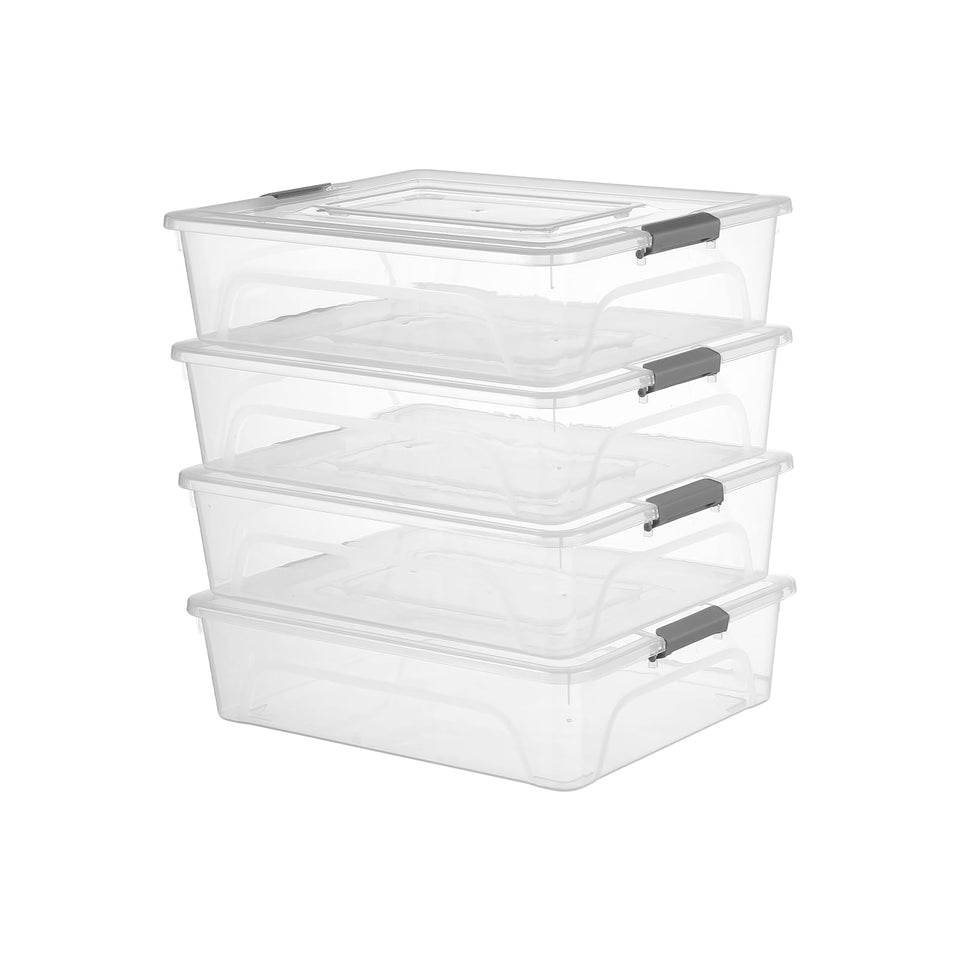 Novelinks clear bin with lid 10 Qt, ideal for organized long-term storage.