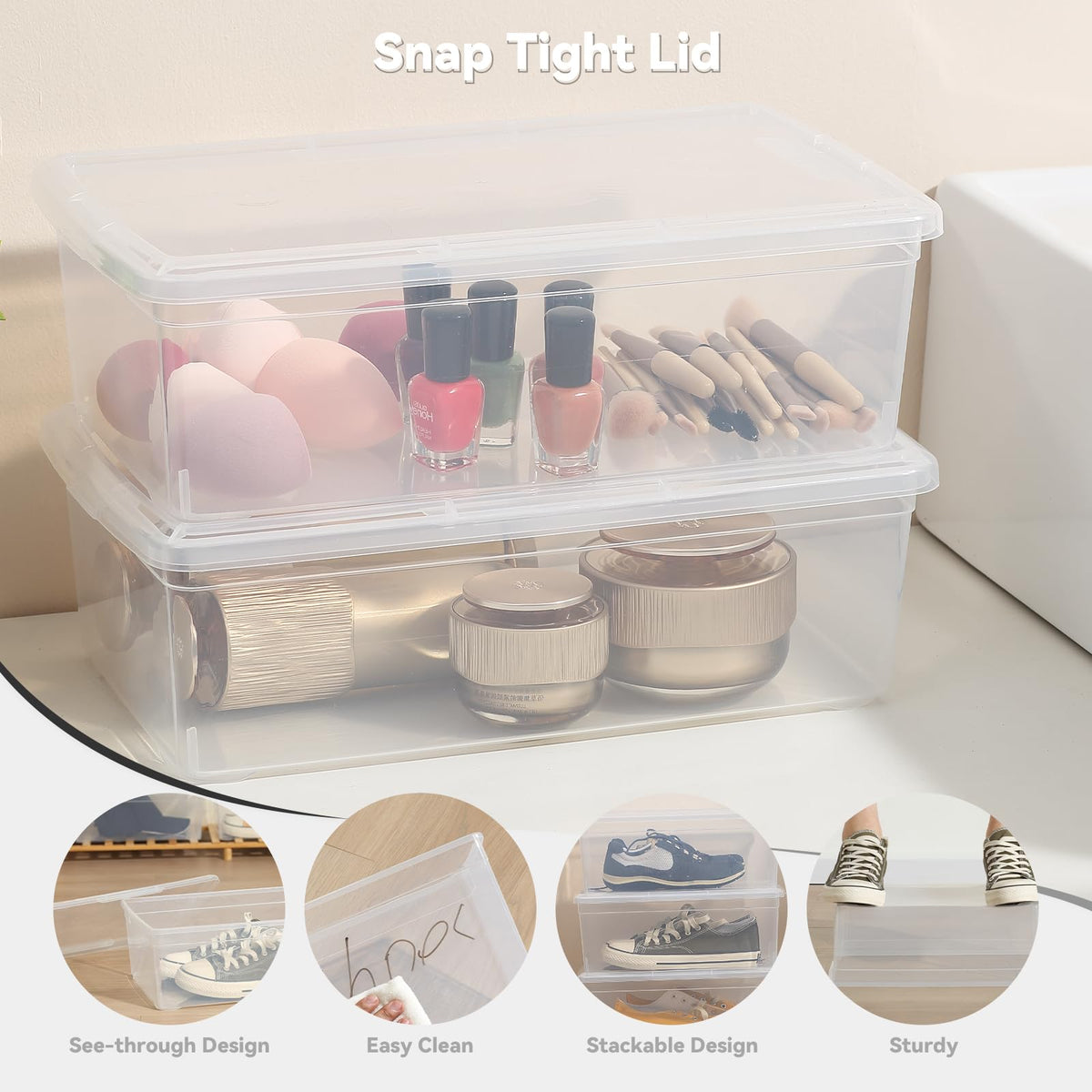 novelinks clear storage bins with easy access for closets