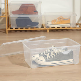novelinks transparent storage bin for closet organization offers quick visibility of contents.