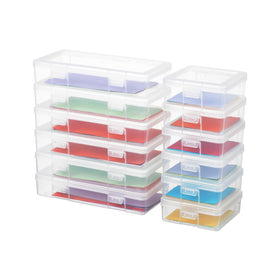 novelinks small clear storage box showing beads for easy craft organization.