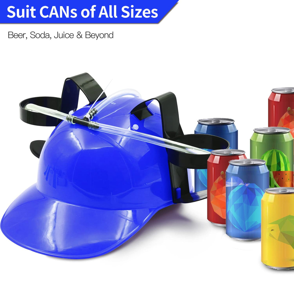 Novelty Place drinking helmet with adjustable strap fits all head sizes.