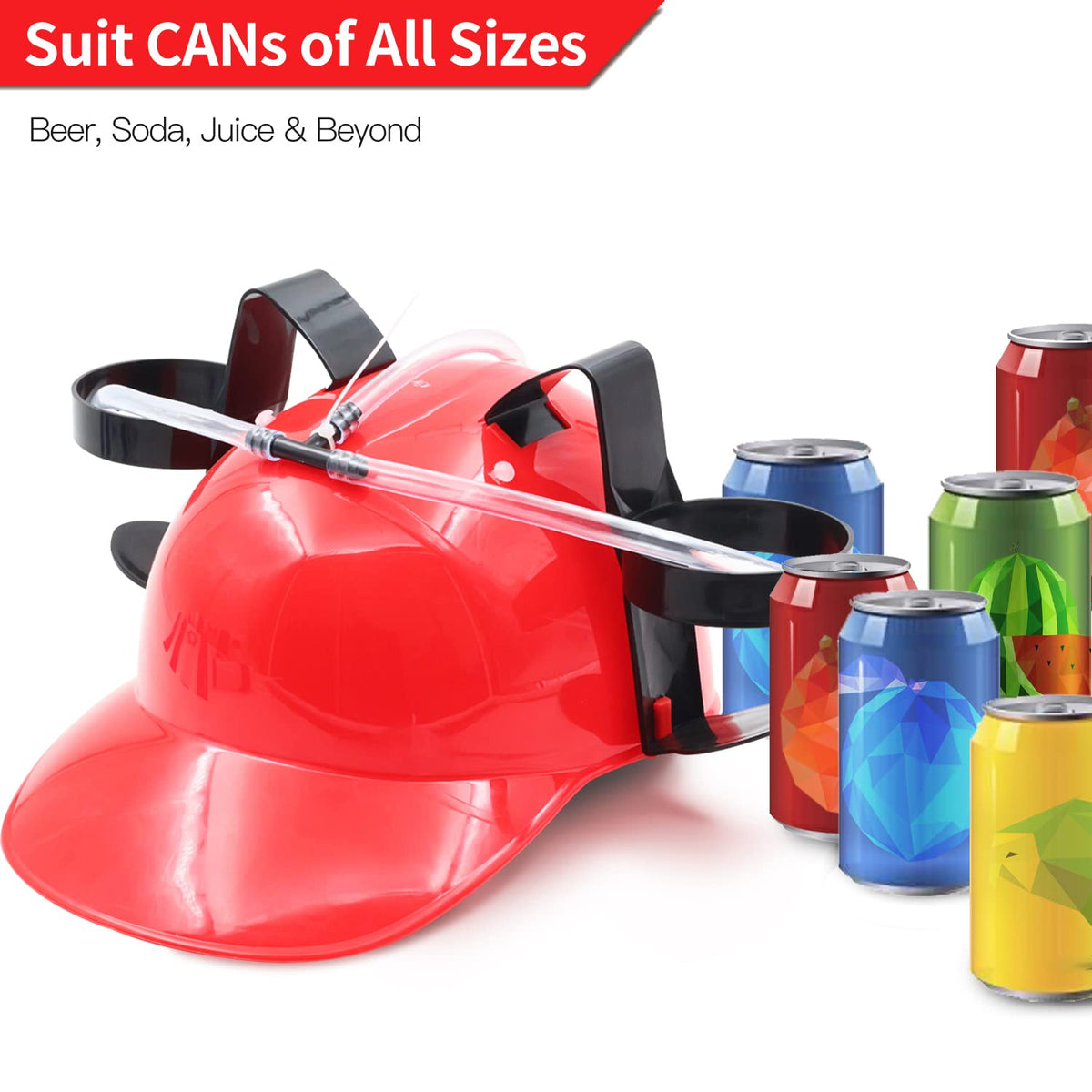 Novelty Place helmet with two can holders for hands-free refreshment