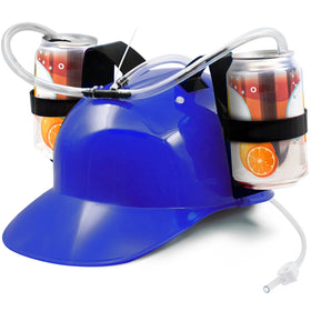 Novelty Place drinking helmet side cans for hands-free sipping at parties.