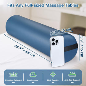 Noverlife blue bolster side view showing ergonomic round shape