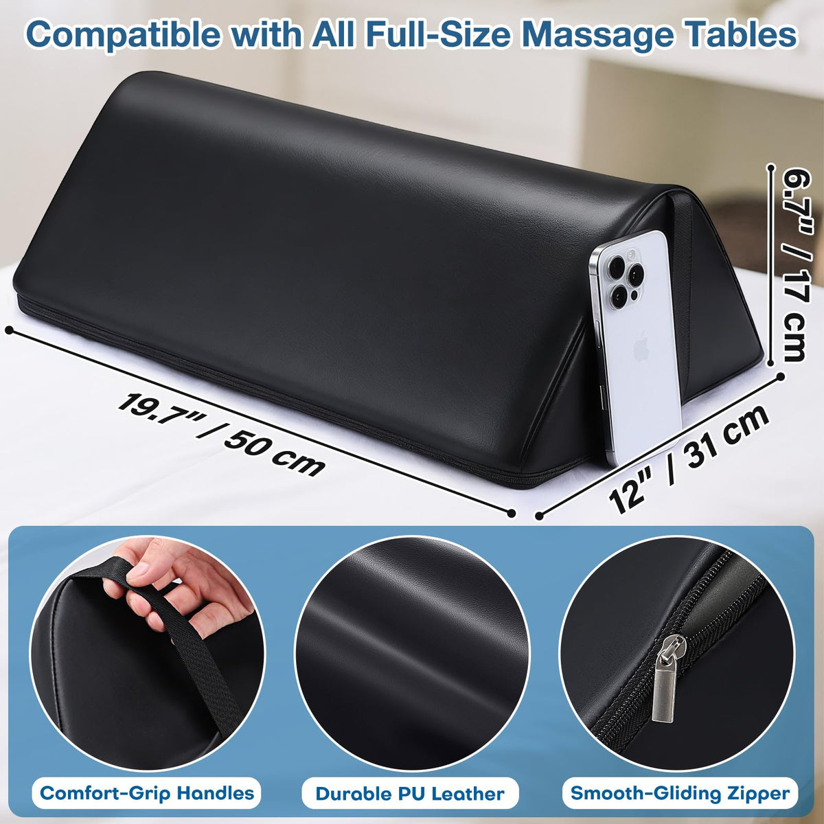Noverlife Knee Wedge Pillow flat side prevents rolling during use.