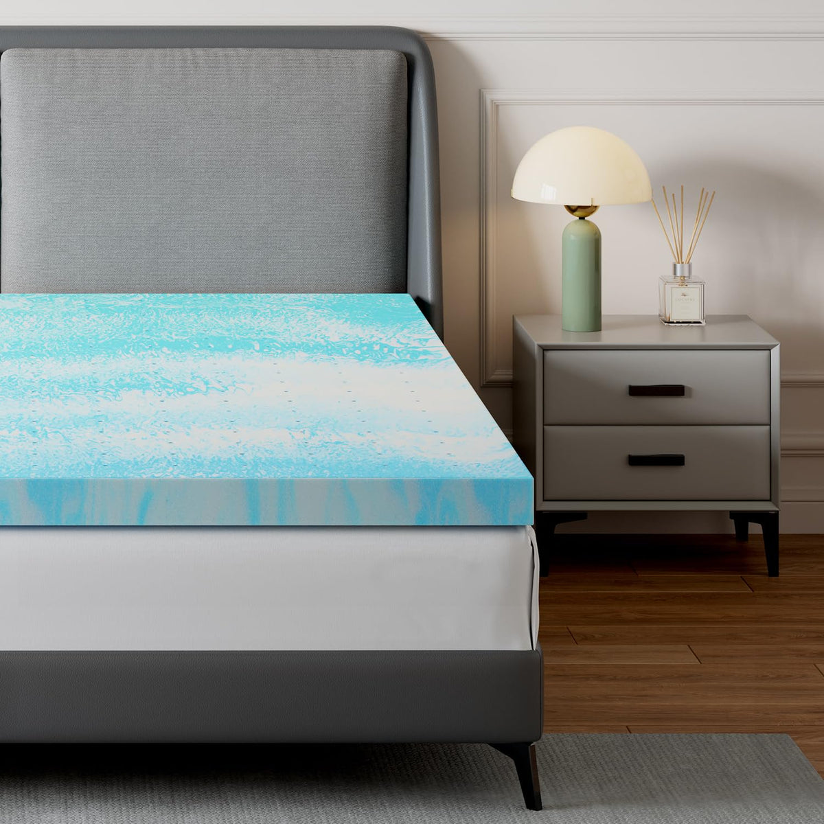 Novilla 3-inch twin topper with cloud-like surface supports ergonomic comfort.