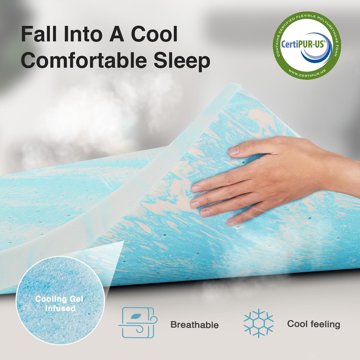 Novilla King Mattress Topper slow-rebound memory foam supports pressure points