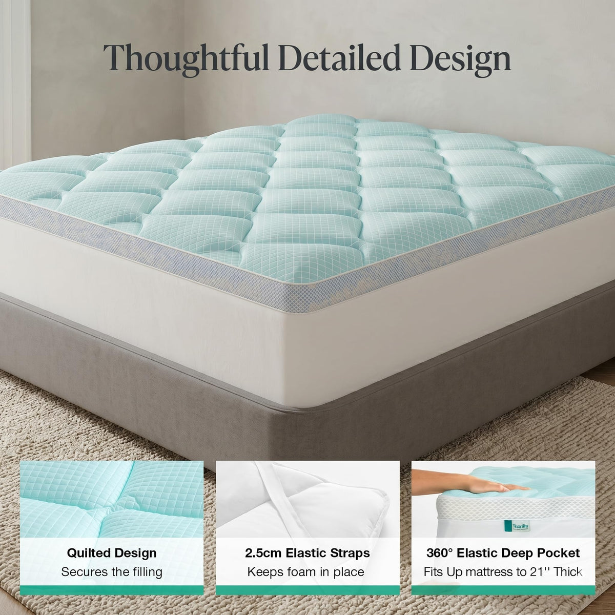Novilla Queen pressure-relief support layer promotes balanced alignment.