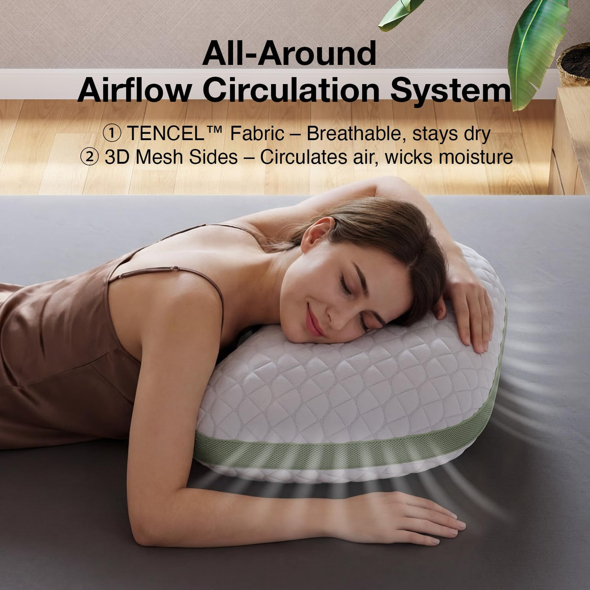 Silk-like cover gentle on skin and hair while you rest.