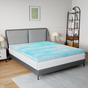 Novilla topper full-size 2-inch cooling memory foam contours the body for comfort.