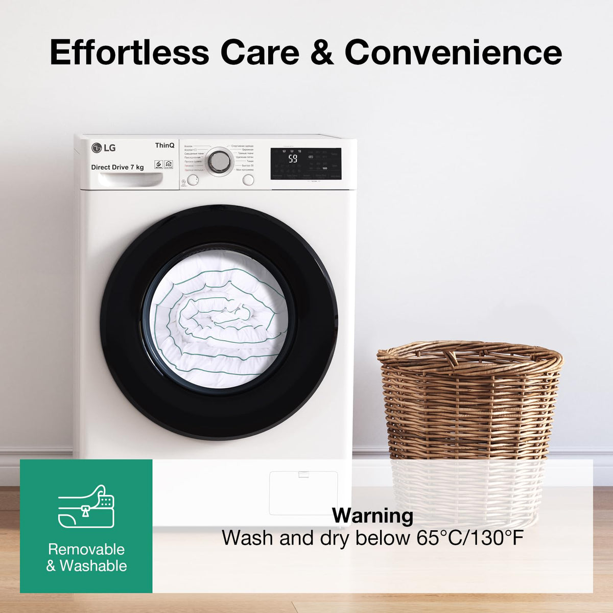Novilla Twin Topper machine-washable for easy care and refreshing loft.