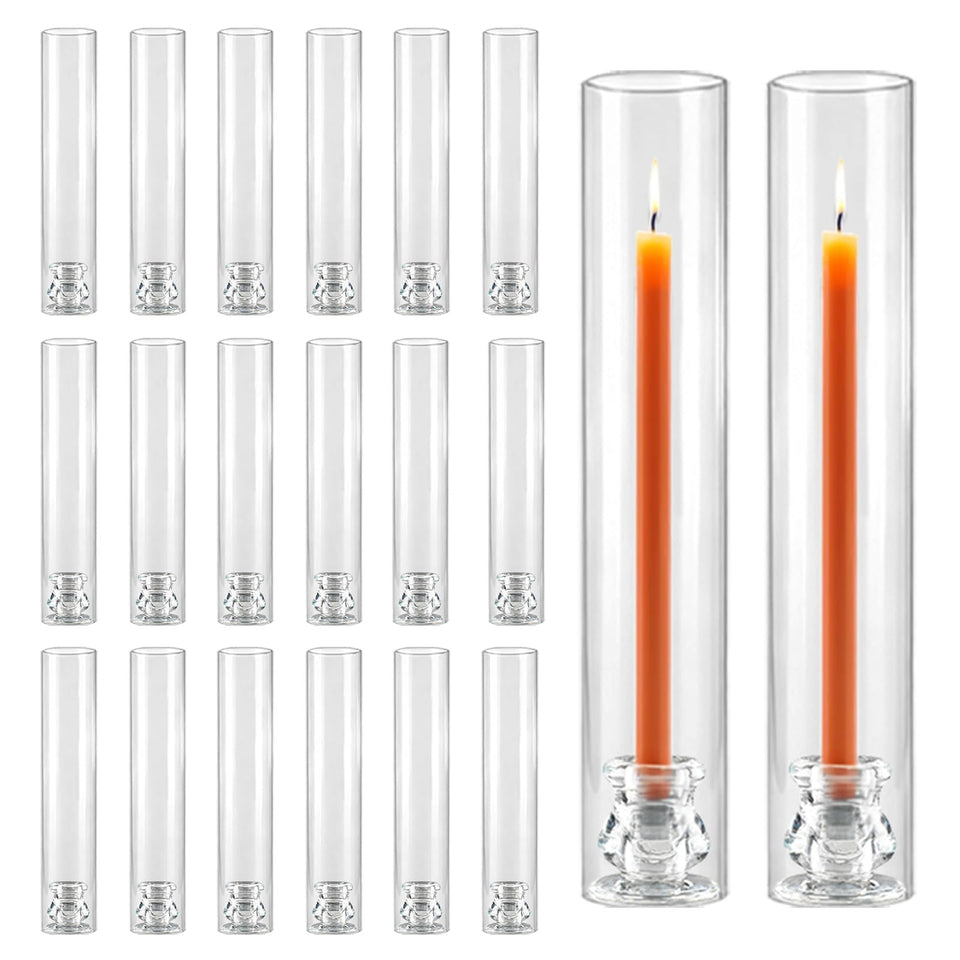 Novyxis 20-pack glass hurricane holders with 12.6-inch open-ended tubes for dramatic table lighting