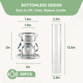 Novyxis 20-pack holders optimized for 2.2-inch inner diameter pillar and LED candles