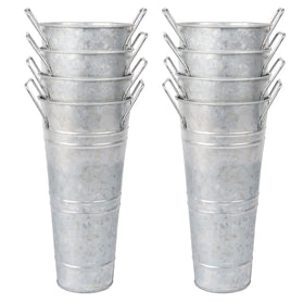 Nowdowin 8-pack flower buckets, 10-inch height ideal for compact tabletop displays.