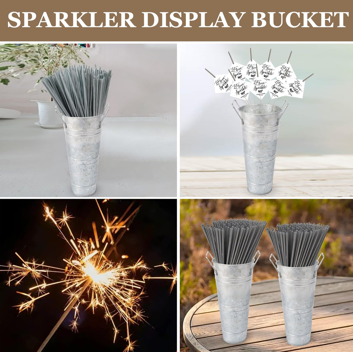 Nowdowin silver-finish buckets suitable for wedding and event décor.