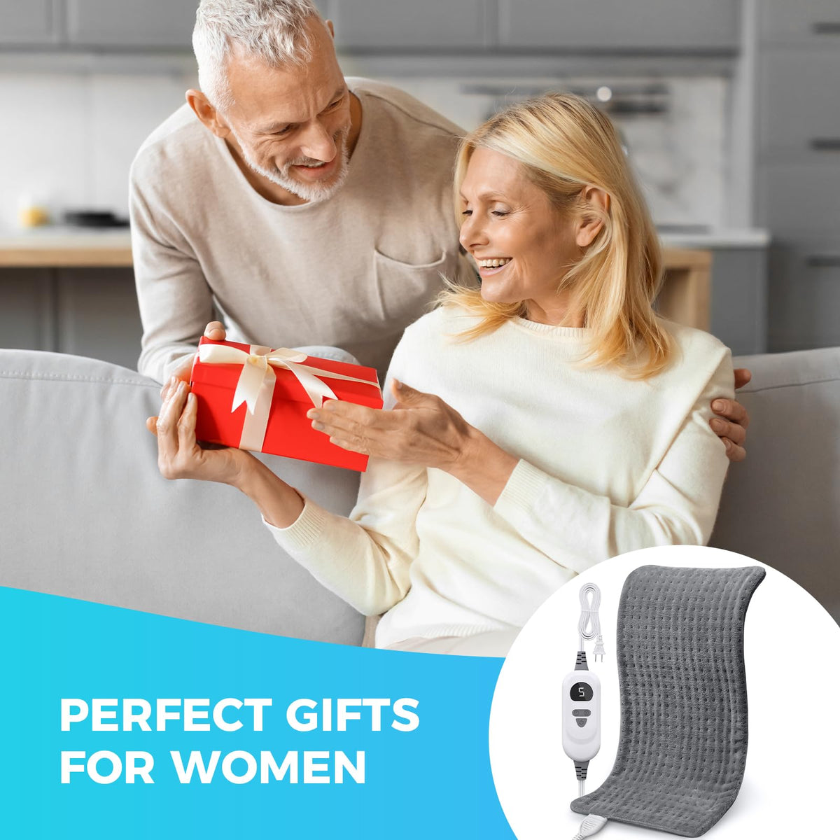NOWWISH heating pad 12x24 inch throw heats precisely where needed