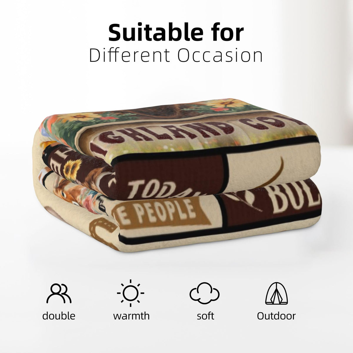 Noxkioy Highland Cow motif woven with a comforting message on the edge.