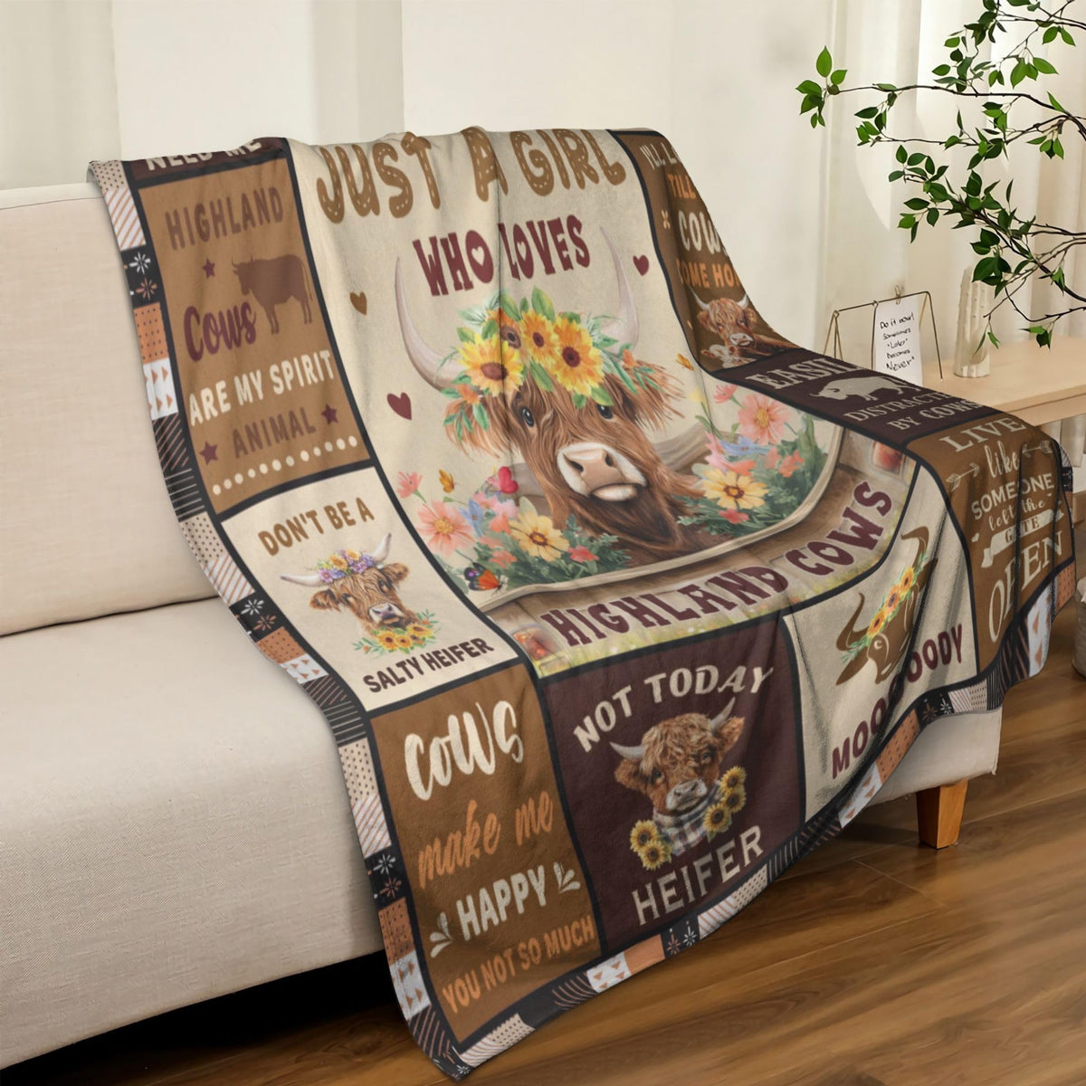 Noxkioy Cow Print Blanket full-view demonstrates a cozy size for couch cuddles.