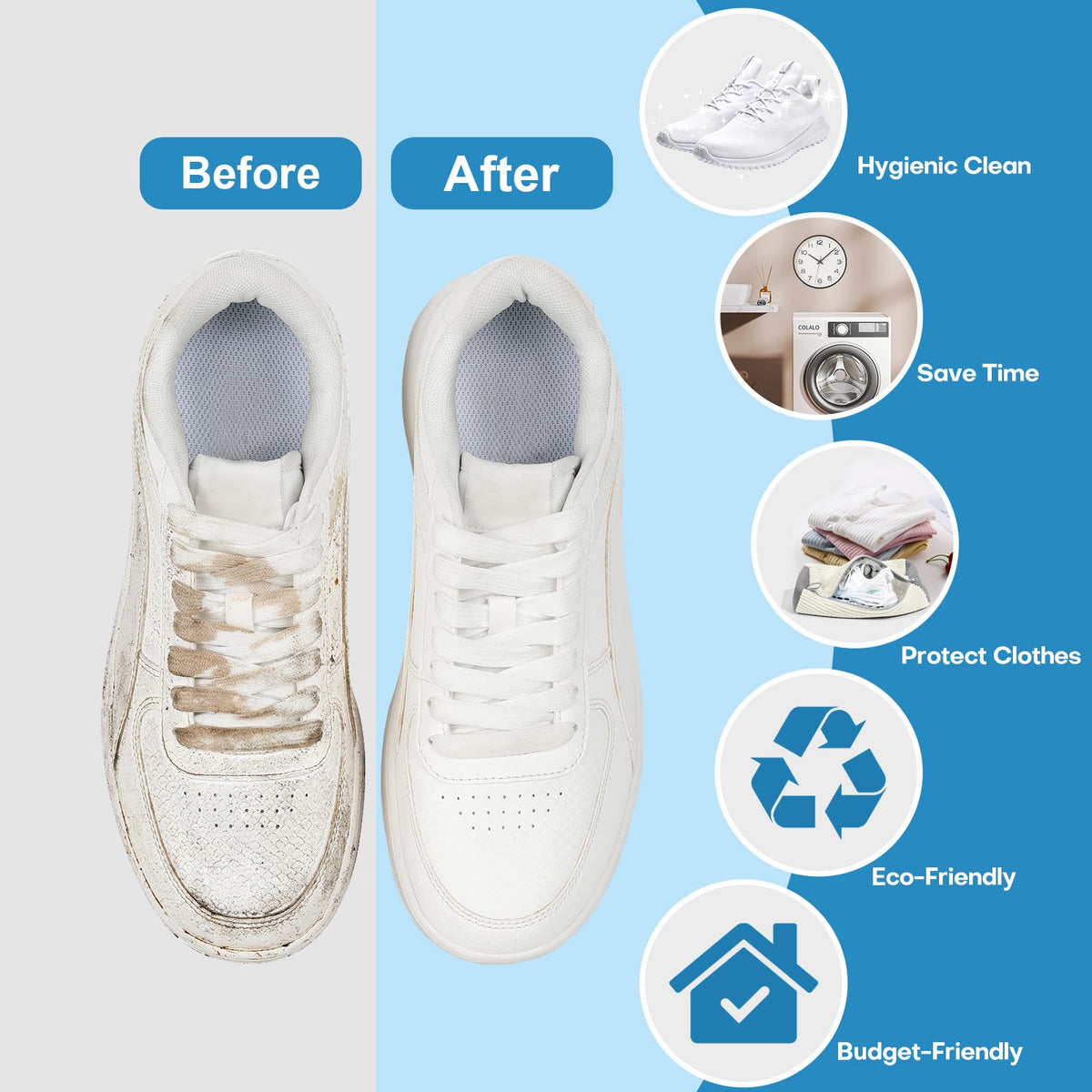 NMQHPA shoe washing bag featuring invisible zipper protects the washer.