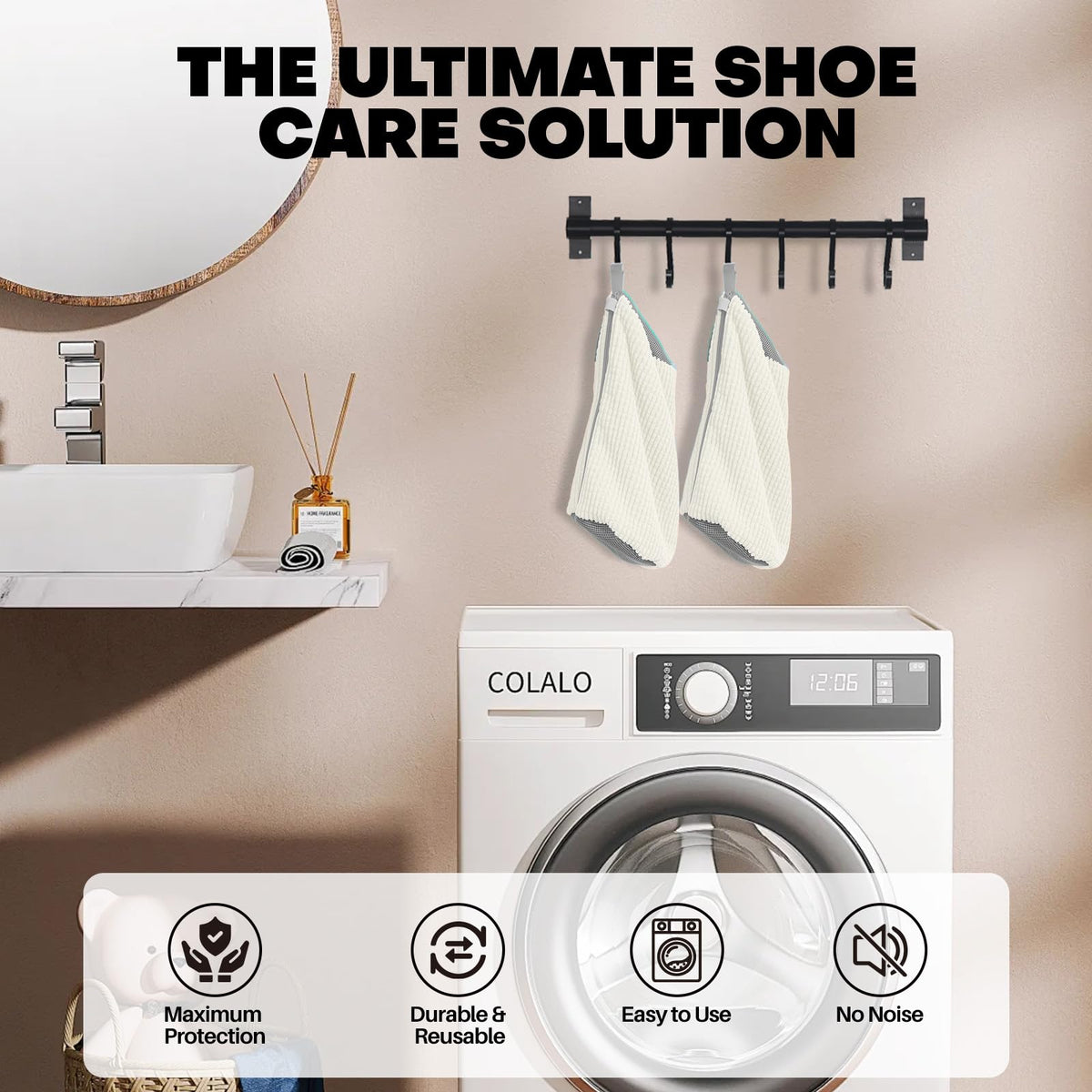 NMQHPA shoe washing bag protects shoes and washing machine.
