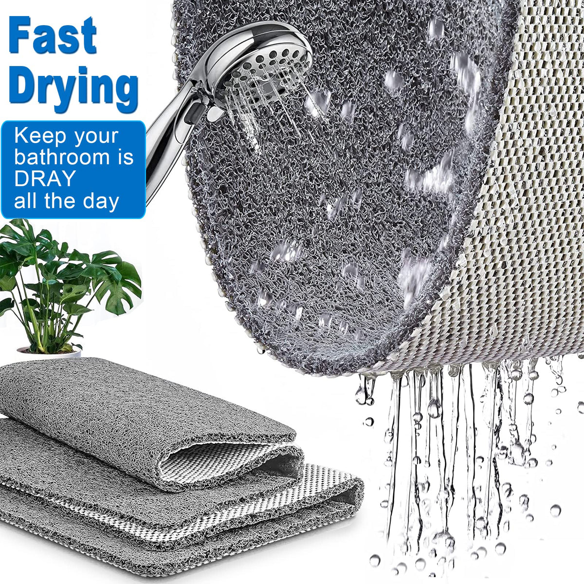 NQWei loofah shower mat provides gentle massage during showers.