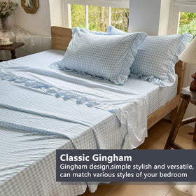 nsnlgsgc farmhouse gingham ruffle bedding adds cozy charm to any bedroom.