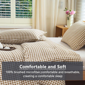 NSNLGSGC pillowcases 20x26 in tan gingham for coordinated night-time comfort.