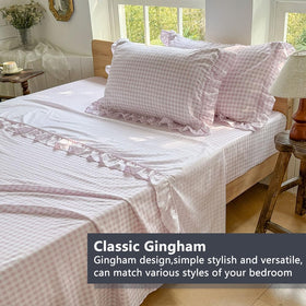 NSNLGSGC Ruffled flat sheet 90x102 adds farmhouse charm and crisp line.