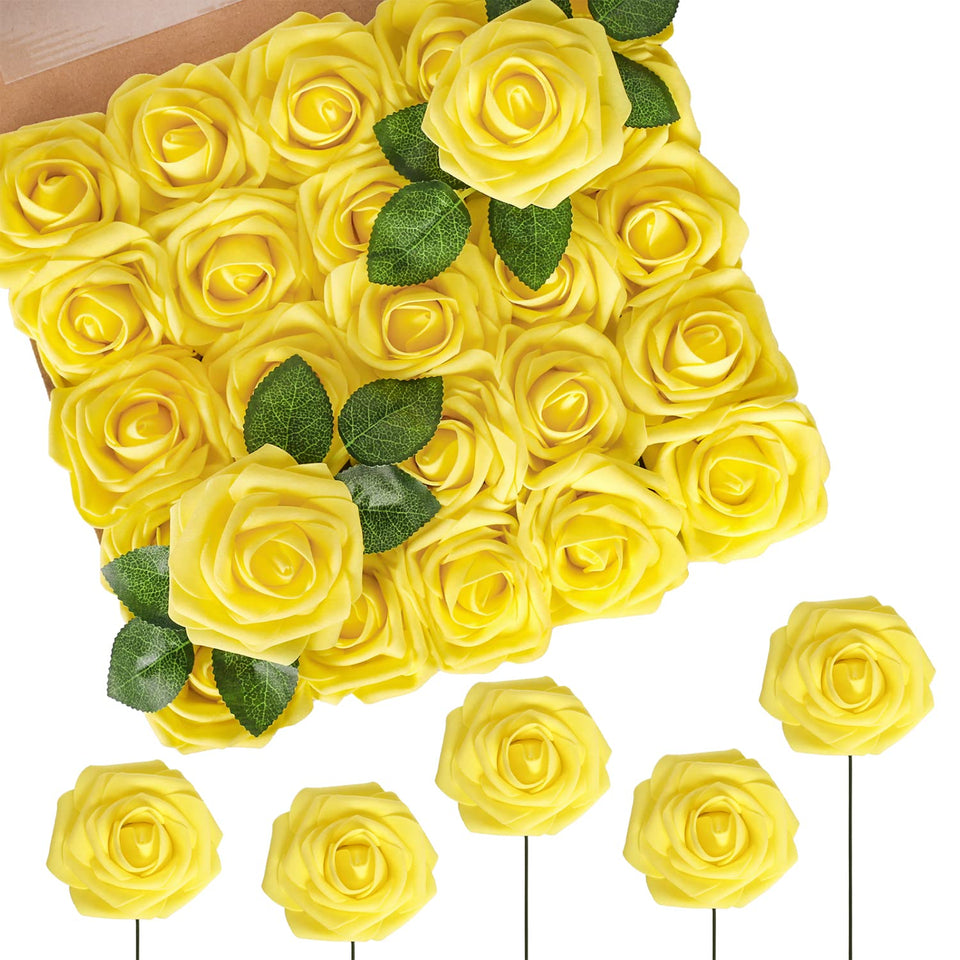 N&T NIETING yellow 50pcs artificial roses for DIY bouquets.