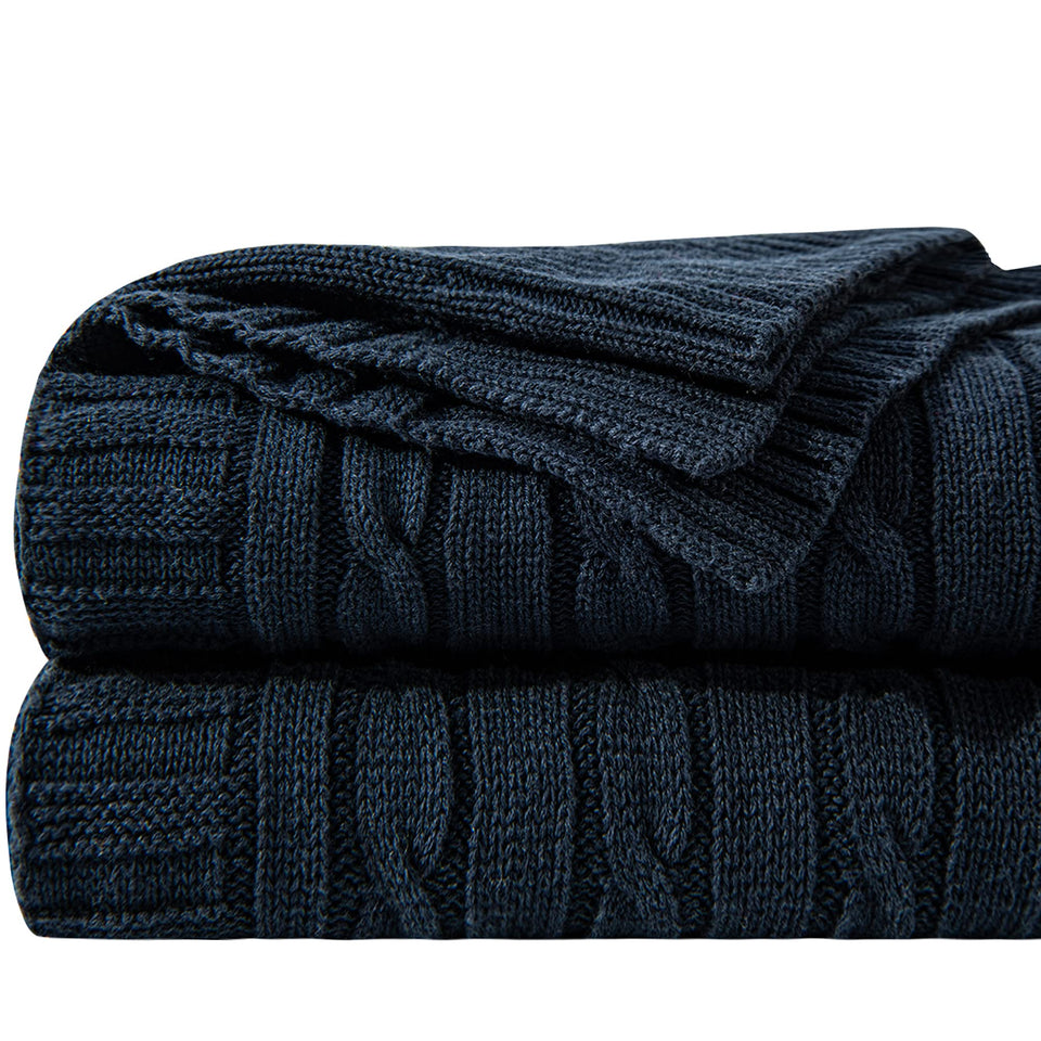 NTBAY cotton knit throw blanket close-up shows soft texture for cozy lounging.