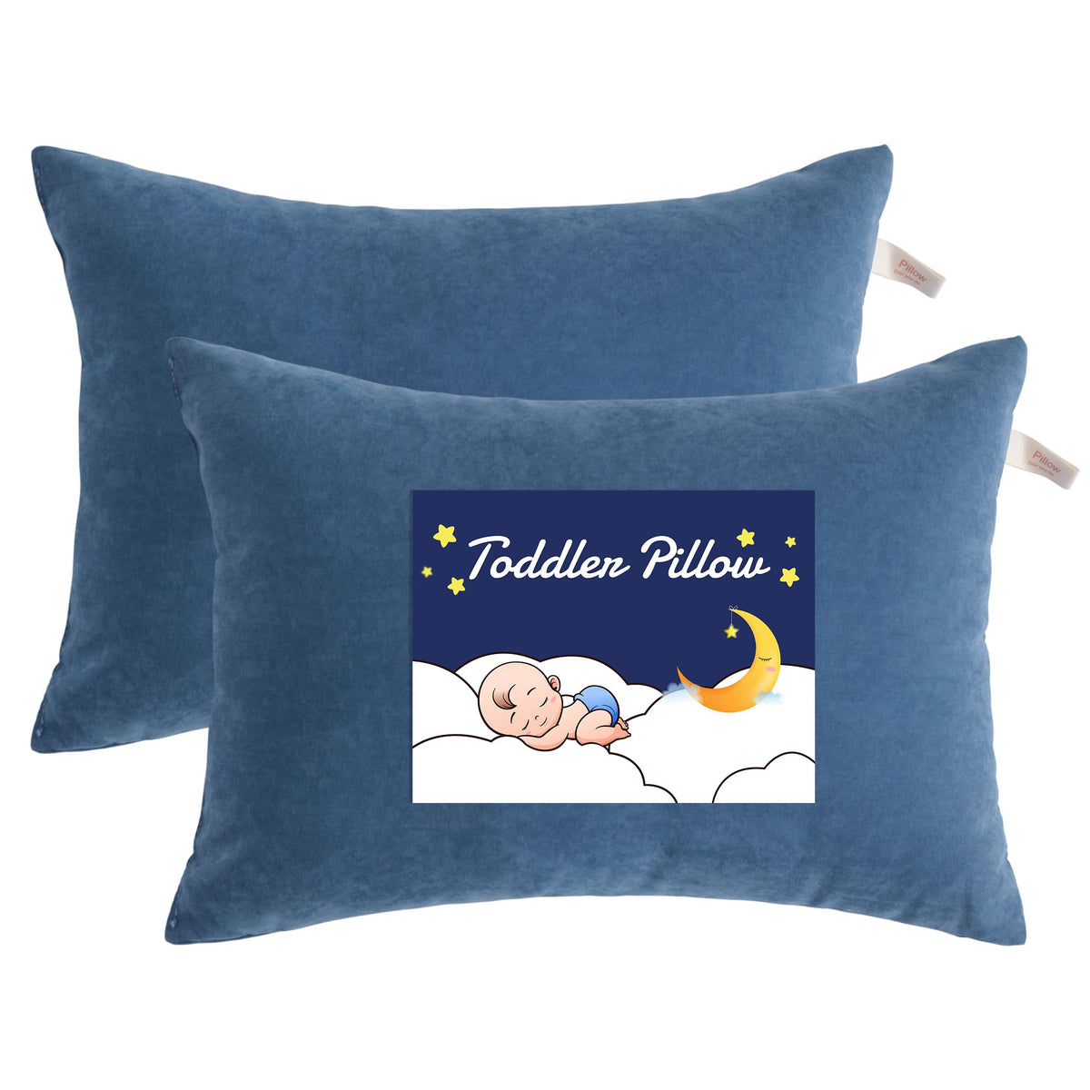 NTBAY toddler pillow in denim blue 13x18 for cozy naps at home or daycare.