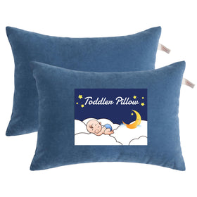 NTBAY toddler pillow in denim blue 13x18 for cozy naps at home or daycare.