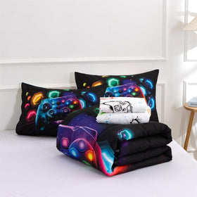 NTBED space-universe bedroom scene showcases versatile, lightweight bedding.