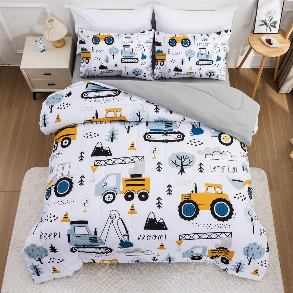 NTBED construction truck twin comforter adds bold decor and cozy warmth for kids.