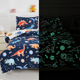 NTBED dinosaur space twin comforter on bed for kids, cozy and bright