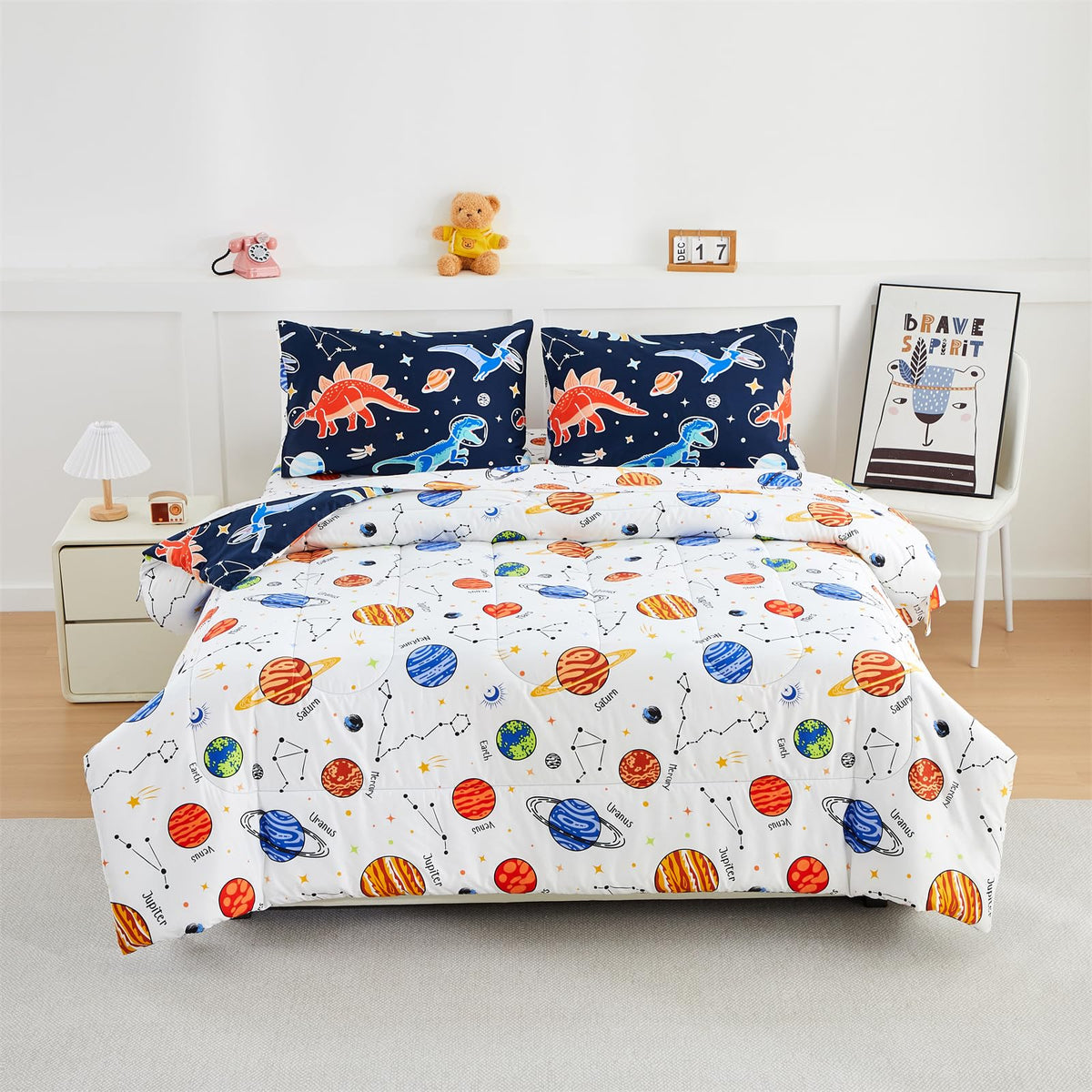 NTBED flat sheet 66x96 with playful space pattern and smooth finish