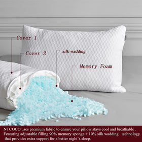 NTCOCO adjustable-fill pillow with zipper for customizing loft