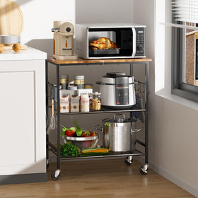 NTE rolling kitchen microwave cart main view shows sturdy design for extra counter space.