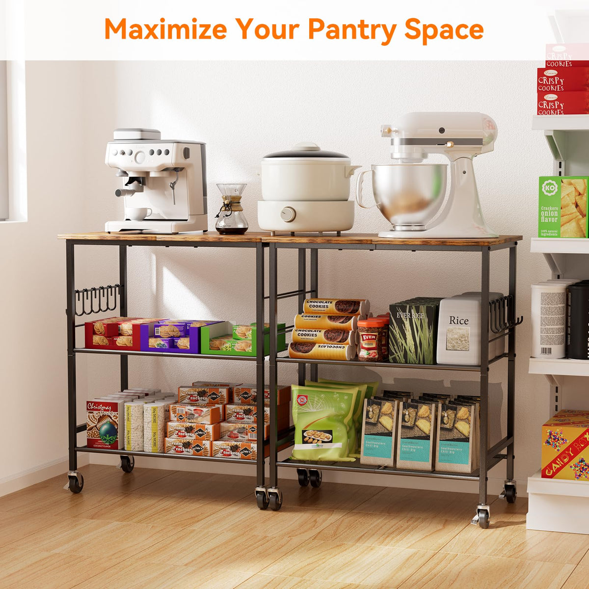 NTE rolling kitchen microwave cart multi-use function fits kitchen and bar.