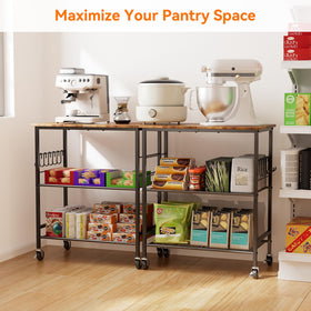 NTE rolling kitchen microwave cart multi-use function fits kitchen and bar.